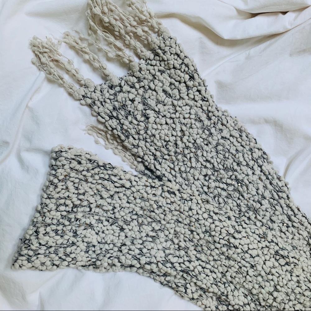 Anthropologie White Sparkle Textured Knitted Scarf - Picture 1 of 7
